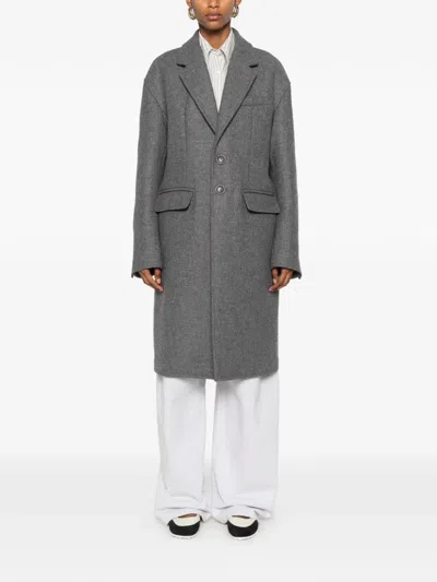 Dsquared2 Single-breasted Notched-lapel Coat In Gray