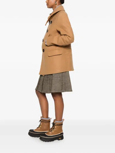 Dsquared2 Double-breasted Throat-latch Coat In Brown