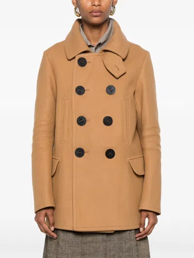 Dsquared2 Double-breasted Throat-latch Coat In Brown