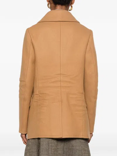 Dsquared2 Double-breasted Throat-latch Coat In Brown