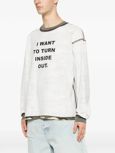 Dagger Camouflage-pattern Long-sleeve T-shirt In White