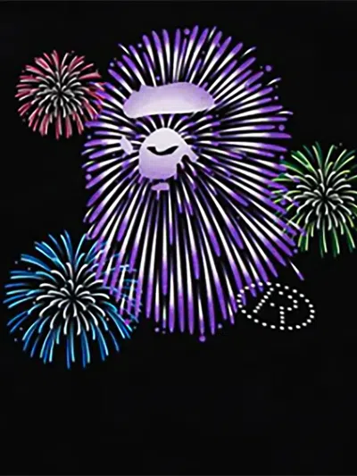 A Bathing Ape Ape Head Firework T-shirt In Black