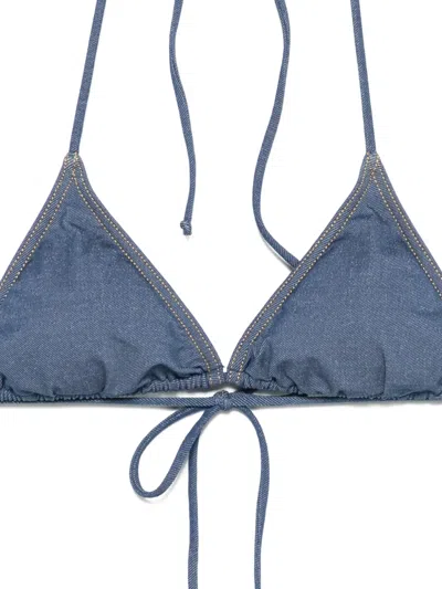 Mc2 Saint Barth Denim-effect Triangle Bikini In Blue