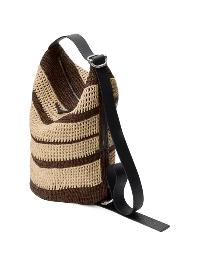 Loewe Loop Striped Interwoven Backpack In Blue