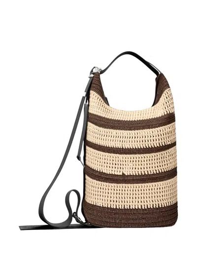 Loewe Loop Striped Interwoven Backpack In Blue
