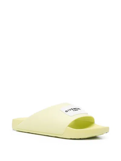 Givenchy Logo-patch Slide Sandals In Yellow