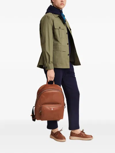 Bally Ray Logo-plaque Backpack In Orange
