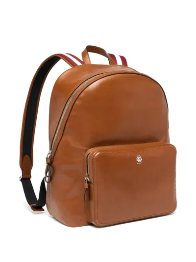 Bally Ray Logo-plaque Backpack In Orange