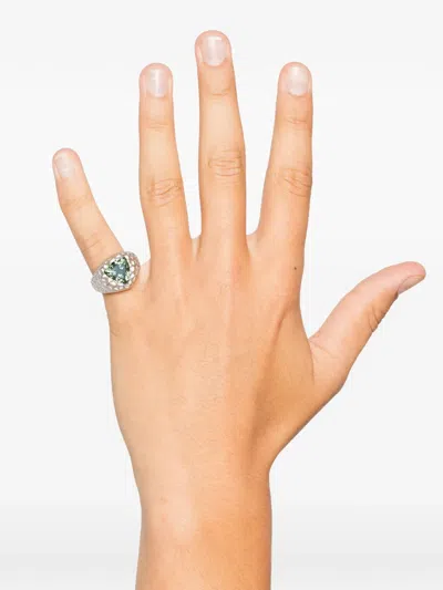 Darkai Hammered-effect Trillion-cut Ring In Silver