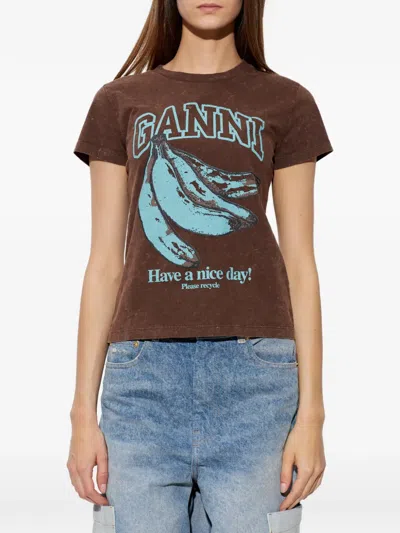 Ganni Future Jersey Baby Fit Banana In Brown