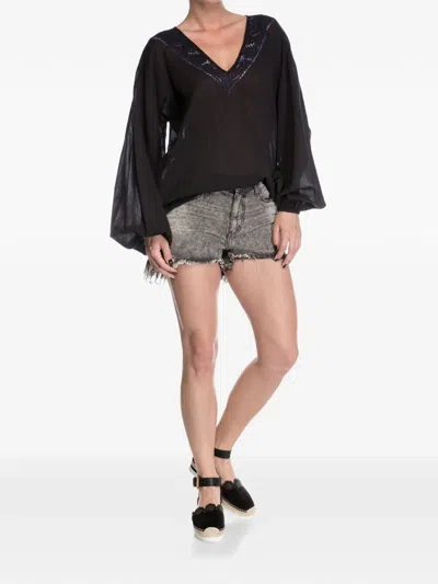 One Teaspoon Devils Ladder Cotton Blouse In Black