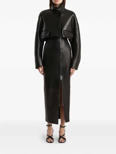 Khaite Gres Skirt In Black Leather In Black