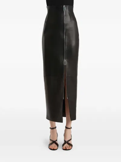 Khaite Gres Skirt In Black Leather In Black