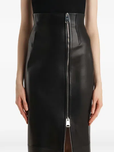 Khaite Gres Skirt In Black Leather In Black
