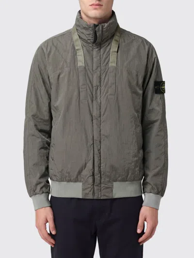 Stone Island Grey Solid Logo Jacket In Animal Print