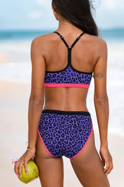 Cupshe Low Desert Leopard Bikini Set In Blue