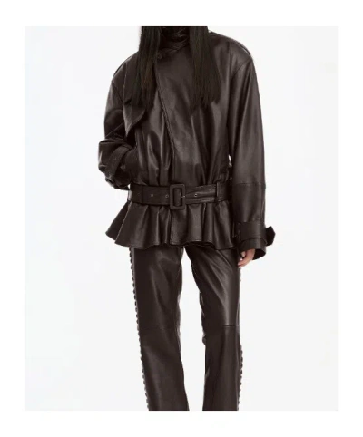 Rotate Birger Christensen Rotate Oversized Biker Jacket In Brown