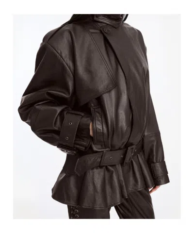 Rotate Birger Christensen Rotate Oversized Biker Jacket In Brown