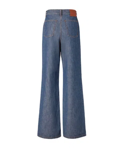 Fendi Wide-leg Five-pocket Trousers In Blue