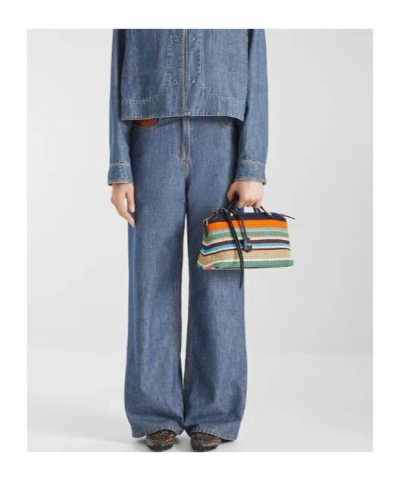 Fendi Wide-leg Five-pocket Trousers In Blue