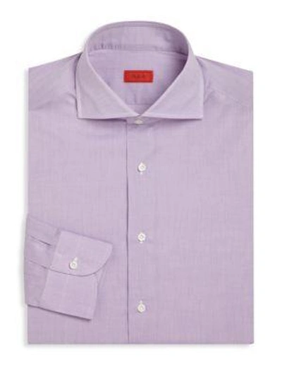 Shop Isaia Regular-fit Heathered Dress Shirt In Purple