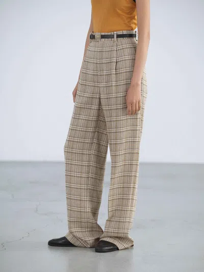Auralee Check-pattern Trousers In Brown