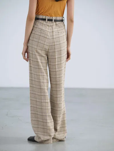 Auralee Check-pattern Trousers In Brown
