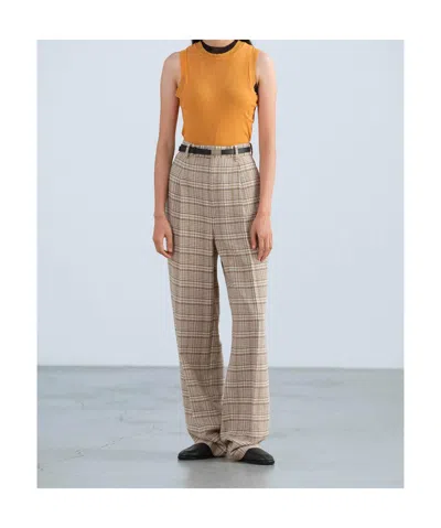 Auralee Check-pattern Trousers In Brown