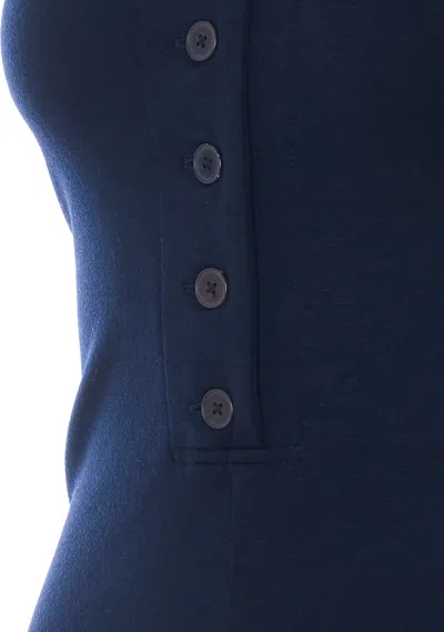 Auralee Button-front V-neck Top In Blue