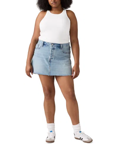 Levi's Plus Size Cotton Iconic 501 Mid-rise Denim Skirt In Blue