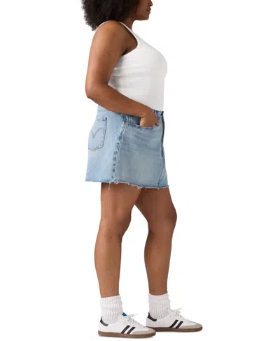 Levi's Plus Size Cotton Iconic 501 Mid-rise Denim Skirt In Blue