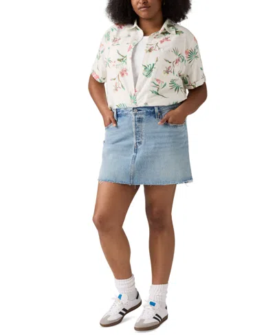 Levi's Plus Size Cotton Iconic 501 Mid-rise Denim Skirt In Blue