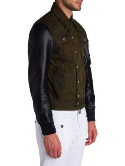 Shop Dsquared2 Military Mix Jacket In Blue Green