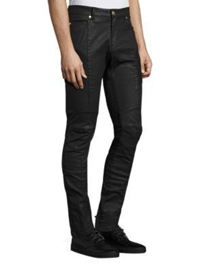 Shop Pierre Balmain Slim-fit Moto Jeans In Black