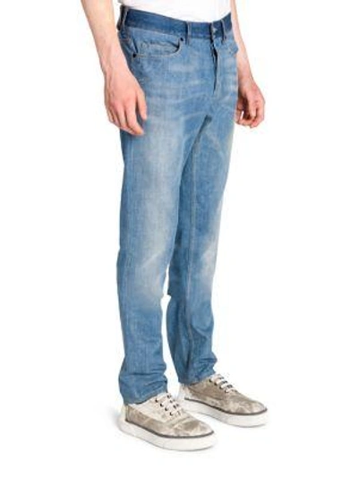 Shop Lanvin Skinny Five-pocket Jeans In Sky Blue