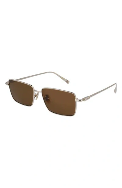 Ferragamo Gancini Evolution 57mm Rectangular Sunglasses In Brown