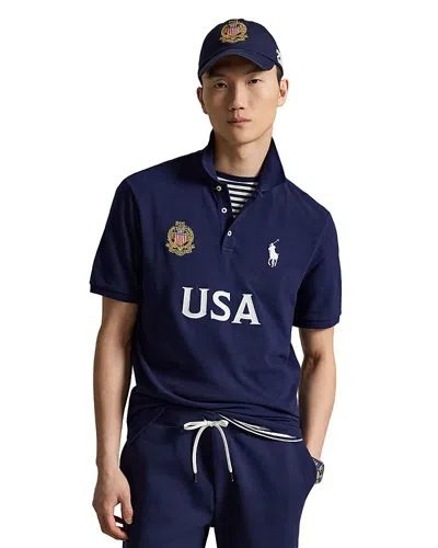 Polo Ralph Lauren Classic Fit Usa Polo Shirt In Newport Navy In Blue