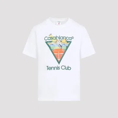 Casablanca Tennis Club Short Sleeve Cotton T Shirt In White