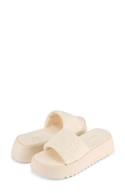 Floopi Terry Platform Slide Sandal In Neutral