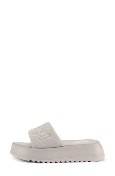 Floopi Terry Platform Slide Sandal In Gray