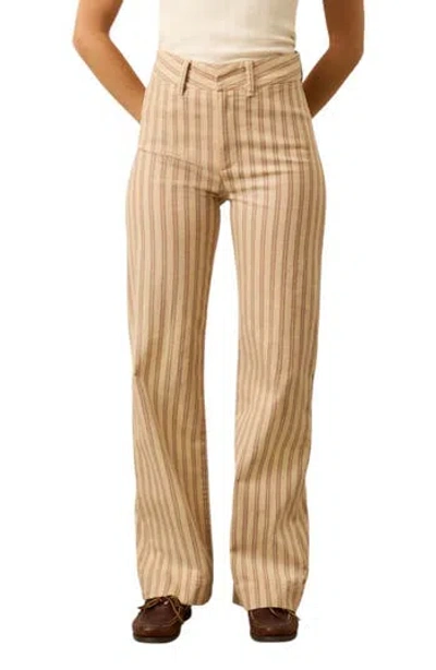 Faherty Twill Tide Stripe Slim Straight Leg Pants In Gold