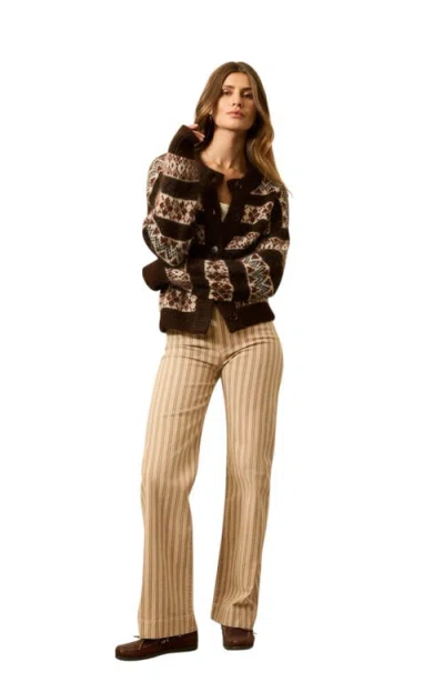Faherty Twill Tide Stripe Slim Straight Leg Pants In Gold