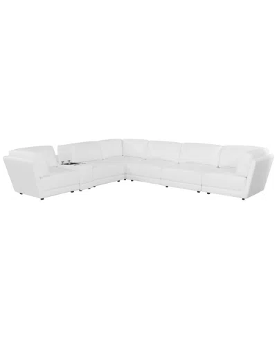 Macy's Versa 7-pc. L-shape Leather Sectional With Console In White