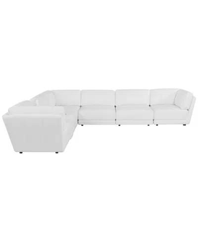 Macy's Versa 7-pc. L-shape Leather Sectional With Console In White