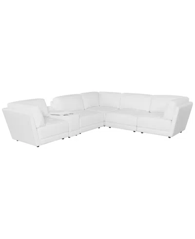 Macy's Versa 6-pc. L-shape Leather Sectional With Console In White