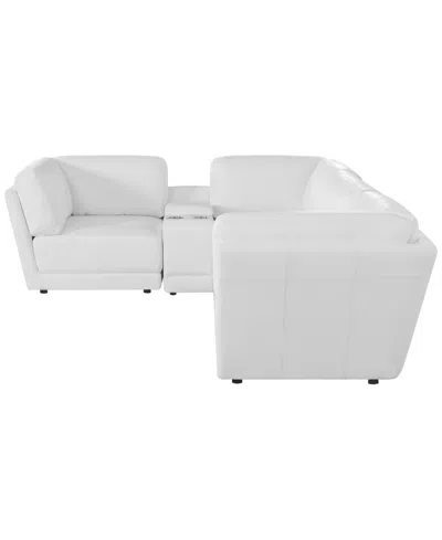 Macy's Versa 5-pc. L-shape Leather Sectional With Console In White