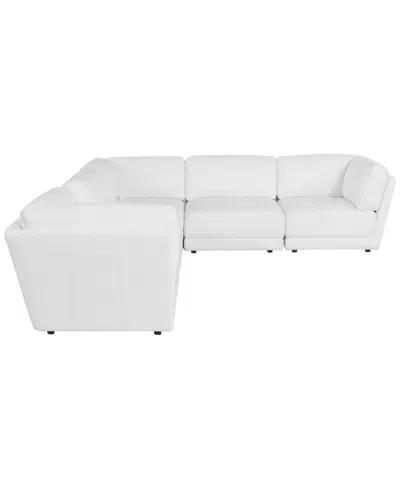 Macy's Versa 6-pc. L-shape Leather Sectional With Console In White