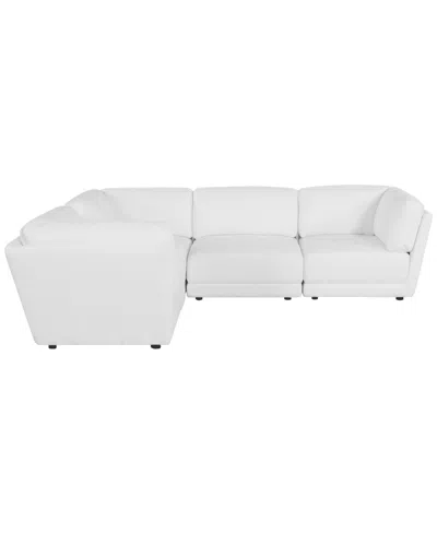 Macy's Versa 5-pc. L-shape Leather Sectional With Console In White