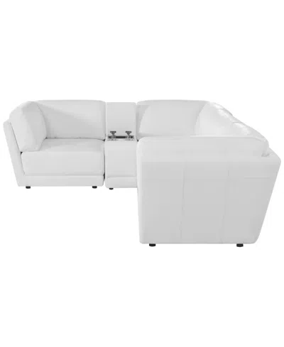 Macy's Versa 5-pc. L-shape Leather Sectional With Console In White