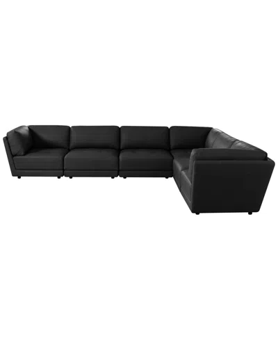 Macy's Versa 6-pc. L-shape Leather Sectional In Black